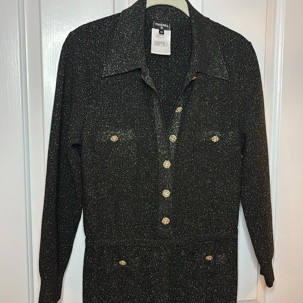 EUC CHANEL women’s black lurex jumpsuit size French 38